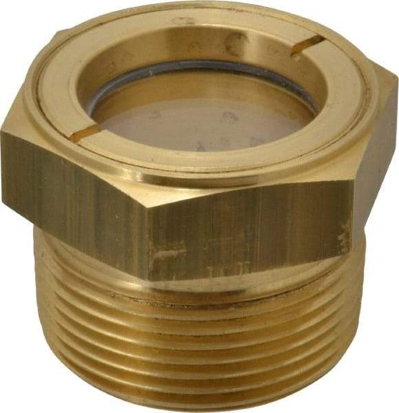 LDI Industries - 1-1/8" Sight Diam, 1-1/4" Thread, 1.44" OAL, Low Pressure Pipe Thread Lube Sight, Open View Sight Glass & Flow Sight - 1-3/4" Head, 5 Max psi, 1-1/4 to 11-1/2 Thread - Makers Industrial Supply