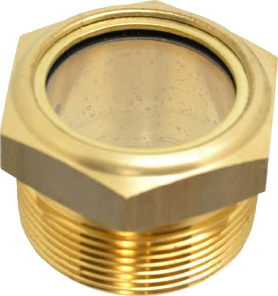 LDI Industries - 1-3/8" Sight Diam, 1-1/2" Thread, 1-1/2" OAL, Low Pressure Pipe Thread Lube Sight, Open View Sight Glass & Flow Sight - 2" Head, 2 Max psi, 1-1/2 to 11-1/2 Thread - Makers Industrial Supply
