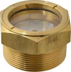 LDI Industries - 1-7/8" Sight Diam, 2" Thread, 1.69" OAL, Low Pressure Pipe Thread Lube Sight with Reflector Sight Glass & Flow Sight - 2-1/2" Head, 2 Max psi, 2 to 11-1/2 Thread - Makers Industrial Supply