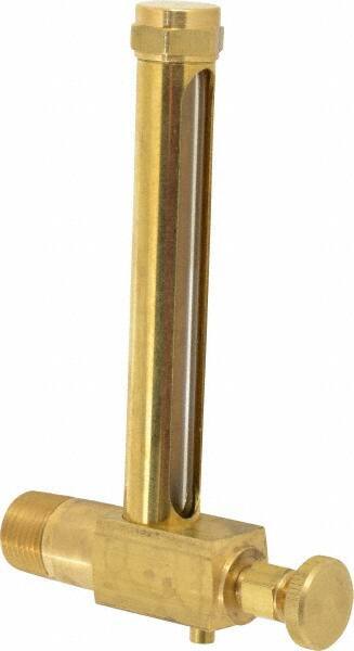 LDI Industries - 4-1/4 Inch Long Sight, 1/2 Inch Thread Size, Buna-N Seal Short Elbow With Drain, Vented Oil-Level Indicators and Gauge - 5-7/16 Inch Length to Center of Base - Makers Industrial Supply