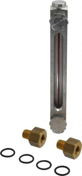 LDI Industries - 1/4-18 Thread, 4-1/2 Inch Sight Length, 290 Max psi, Closed Circuit Liquid Level Sight Gauge with Pipe Adapter - 6 Inch Length to Center of Base, 7-5/8 Inch Overall Length, Buna-N Seal - Makers Industrial Supply