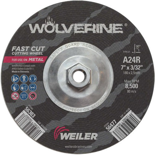 Vortec Pro 7″ × 3/32″ Type 27 Cutting Wheel, A24R, 5/8″-11 UNC Nut - Makers Industrial Supply