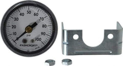 Ashcroft - 1-1/2" Dial, 1/8 Thread, 0-100 Scale Range, Pressure Gauge - Center Back Connection Mount - Makers Industrial Supply