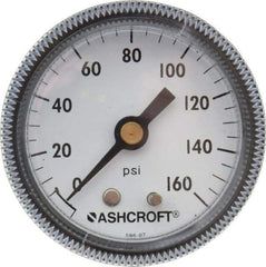 Ashcroft - 2" Dial, 1/4 Thread, 0-160 Scale Range, Pressure Gauge - Center Back Connection Mount - Makers Industrial Supply