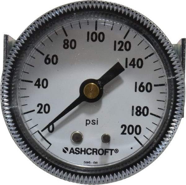 Ashcroft - 2" Dial, 1/4 Thread, 0-200 Scale Range, Pressure Gauge - Center Back Connection Mount - Makers Industrial Supply