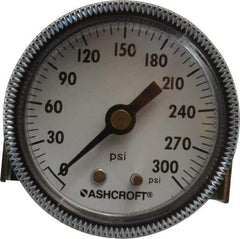 Ashcroft - 2" Dial, 1/4 Thread, 0-300 Scale Range, Pressure Gauge - Center Back Connection Mount - Makers Industrial Supply