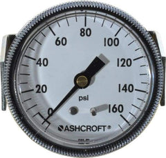 Ashcroft - 2-1/2" Dial, 1/4 Thread, 0-160 Scale Range, Pressure Gauge - Center Back Connection Mount - Makers Industrial Supply