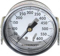 Ashcroft - 2-1/2" Dial, 1/4 Thread, 0-600 Scale Range, Pressure Gauge - Center Back Connection Mount - Makers Industrial Supply