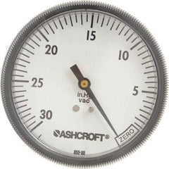 Ashcroft - 3-1/2" Dial, 1/4 Thread, 30-0 Scale Range, Pressure Gauge - Center Back Connection Mount - Makers Industrial Supply