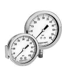 Ashcroft - 2-1/2" Dial, 1/4 Thread, 0-400 Scale Range, Pressure Gauge - Lower Connection Mount, Accurate to 1% of Scale - Makers Industrial Supply