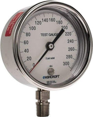 Ashcroft - 3" Dial, 1/4 Thread, 0-300 Scale Range, Pressure Gauge - Lower Connection Mount, Accurate to 0.5% of Scale - Makers Industrial Supply