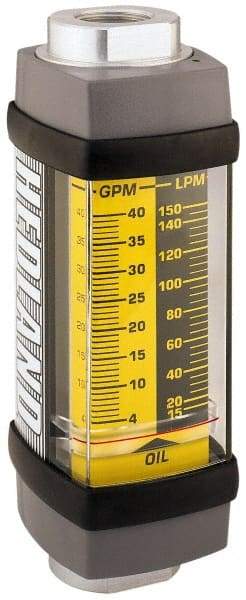 Hedland - 1-1/4" NPTF Port Oil & Petroleum-Based Liquid Flowmeter - 3000 Max psi, 5 to 50 GPM, Anodized Aluminum - Makers Industrial Supply