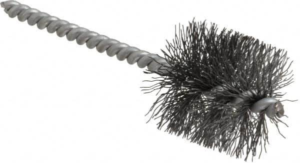 Schaefer Brush - 1 Inch Inside Diameter, 1-3/16 Inch Actual Brush Diameter, Carbon Steel, Power Fitting and Cleaning Brush - 3/16 Shank Diameter, 3-5/8 Inch Long, Twisted Wire Stem, 1-1/8 Inch Refrigeration Outside Diameter - Makers Industrial Supply