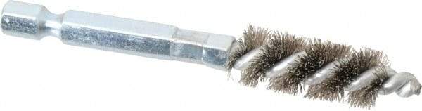 Schaefer Brush - 1/4 Inch Inside Diameter, 7/16 Inch Actual Brush Diameter, Carbon Steel, Power Fitting and Cleaning Brush - 1/4 Shank Diameter, 3-1/8 Inch Long, Hex Shaft Stem, 3/8 Inch Refrigeration Outside Diameter - Makers Industrial Supply