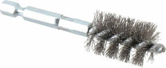 Schaefer Brush - 5/8 Inch Inside Diameter, 13/16 Inch Actual Brush Diameter, Carbon Steel, Power Fitting and Cleaning Brush - 1/4 Shank Diameter, 3-1/8 Inch Long, Hex Shaft Stem, 3/4 Inch Refrigeration Outside Diameter - Makers Industrial Supply