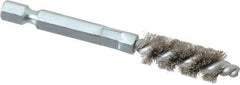 Schaefer Brush - 1/4 Inch Inside Diameter, 7/16 Inch Actual Brush Diameter, Stainless Steel, Power Fitting and Cleaning Brush - 1/4 Shank Diameter, 3-1/8 Inch Long, Hex Shaft Stem, 3/8 Inch Refrigeration Outside Diameter - Makers Industrial Supply