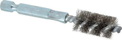 Schaefer Brush - 3/8 Inch Inside Diameter, 9/16 Inch Actual Brush Diameter, Stainless Steel, Power Fitting and Cleaning Brush - 1/4 Shank Diameter, 3-1/8 Inch Long, Hex Shaft Stem, 1/2 Inch Refrigeration Outside Diameter - Makers Industrial Supply