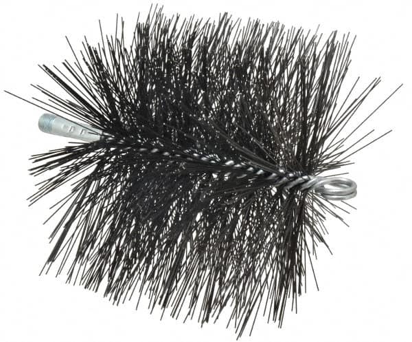 Schaefer Brush - 6", Square, Tempered Steel Wire Chimney Brush - 1/4" NPSM Male Connection - Makers Industrial Supply