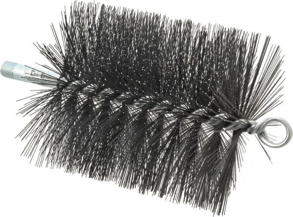 Schaefer Brush - 5" Diam Round, Tempered Steel Wire Chimney Brush - 1/4" NPSM Male Connection - Makers Industrial Supply