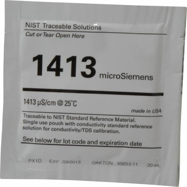 Oakton - Conductivity Calibration Solutions & Solutions Sets Type: Conductivity/TDS Solution Single Pouches Conductivity: 1413 µ S - Makers Industrial Supply