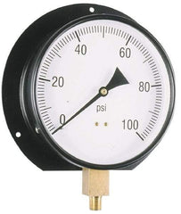 Value Collection - 6" Dial, 1/4 Thread, 0-30 Scale Range, Pressure Gauge - Lower Connection, Rear Flange Connection Mount, Accurate to 3-2-3% of Scale - Makers Industrial Supply