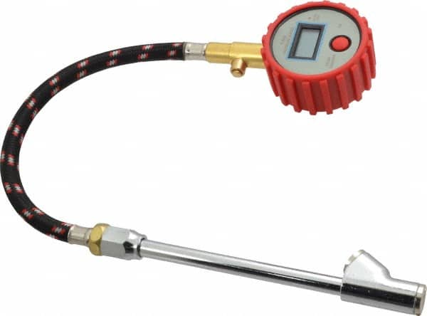 Value Collection - 0 to 100 psi Digital Tire Pressure Gauge - CR2032 Lithium Battery, 9' Hose Length, 0.5 psi Resolution - Makers Industrial Supply