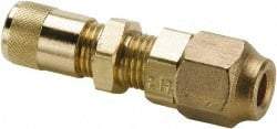 Parker - 500 Max psi, 1/4 Tube OD, Bulkhead Union Access Valve - Brass - Makers Industrial Supply