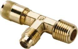 Parker - 1/8-27 Male Pipe, 500 Max psi, 1/4" Tube OD, Forged Male Run Tee Access Valve - Brass - Makers Industrial Supply