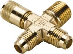 Parker - 1/4-18 Male Pipe, 500 Max psi, 5/16" Tube OD, Forged Male Cross Access Valve - Brass - Makers Industrial Supply