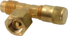 Parker - 500 Max psi, 1/4 Tube OD, Forged Flare Female Branch Tee with Depressor Access Valve - Brass - Makers Industrial Supply