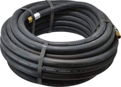 Alliance Hose & Rubber - 3/8" ID x 23/32" OD 50' Long Multipurpose Air Hose - MNPT x FNPT(Swivel) Ends, 200 Working psi, -40 to 190°F, 1/4" Fitting, Black - Makers Industrial Supply