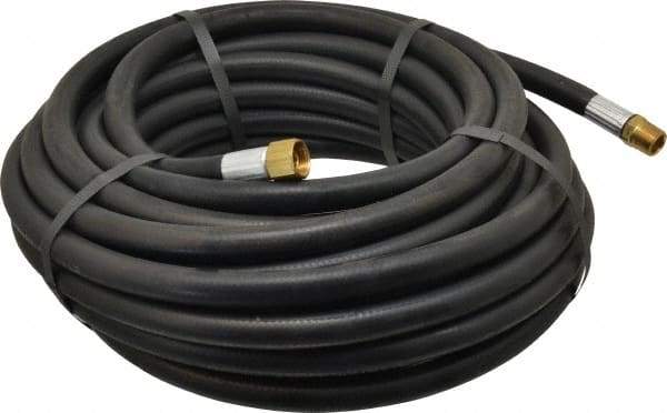 Alliance Hose & Rubber - 3/8" ID x 23/32" OD 50' Long Multipurpose Air Hose - MNPT x FNPT(Swivel) Ends, 300 Working psi, -40 to 190°F, 3/8" Fitting, Black - Makers Industrial Supply