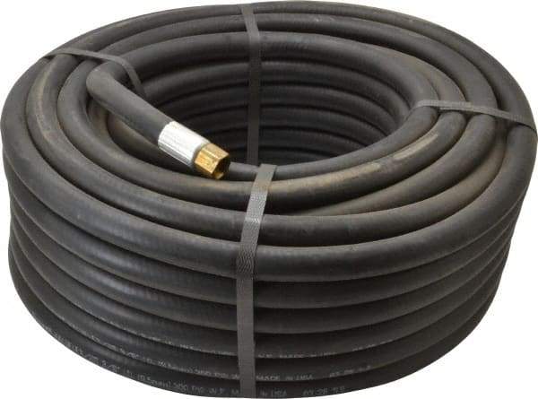 Alliance Hose & Rubber - 3/8" ID x 23/32" OD 100' Long Multipurpose Air Hose - MNPT x FNPT(Swivel) Ends, 300 Working psi, -40 to 190°F, 1/4" Fitting, Black - Makers Industrial Supply