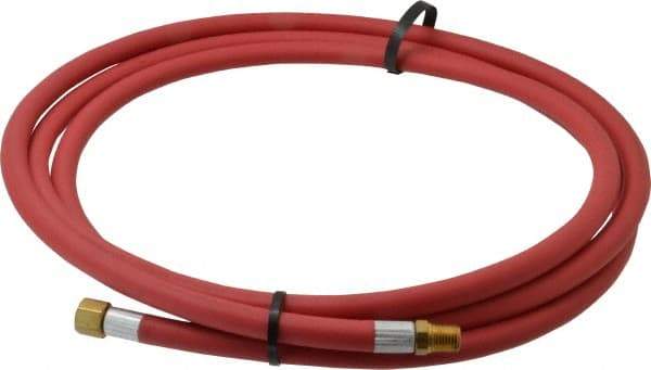 Alliance Hose & Rubber - 1/4" ID x 9/16" OD 10' Long Multipurpose Air Hose - MNPT x FNPT(Swivel) Ends, 300 Working psi, -40 to 190°F, 1/4" Fitting, Red - Makers Industrial Supply