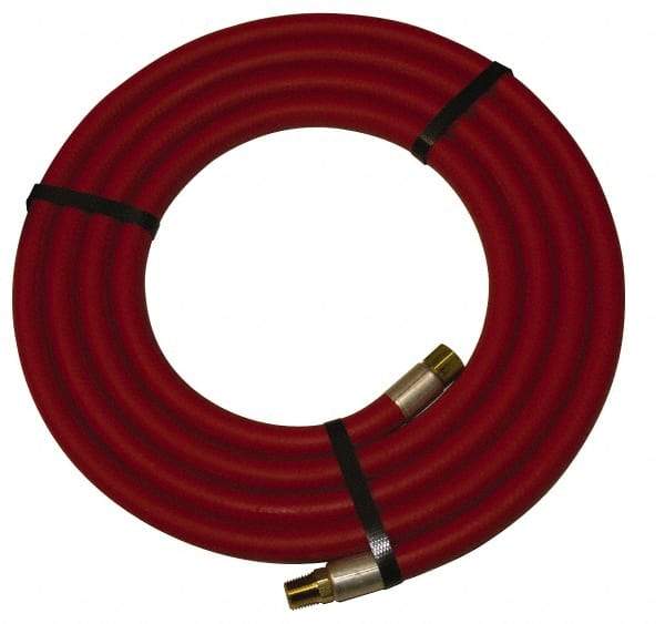 Alliance Hose & Rubber - 1" ID x 1-25/64" OD 10' Long Multipurpose Air Hose - MNPT x FNPT(Swivel) Ends, 300 Working psi, -40 to 190°F, 1" Fitting, Red - Makers Industrial Supply