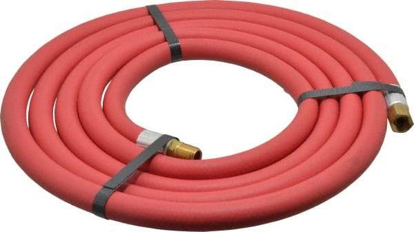 Alliance Hose & Rubber - 3/8" ID x 23/32" OD 10' Long Multipurpose Air Hose - MNPT x FNPT(Swivel) Ends, 300 Working psi, -40 to 190°F, 3/8" Fitting, Red - Makers Industrial Supply