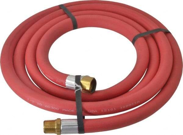 Alliance Hose & Rubber - 1/2" ID x 27/32" OD 10' Long Multipurpose Air Hose - MNPT x FNPT(Swivel) Ends, 300 Working psi, -40 to 190°F, 1/2" Fitting, Red - Makers Industrial Supply