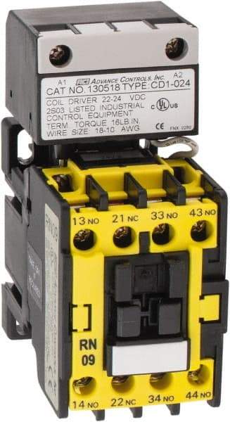 ACI - 4 Pole, 3NO/NC, 24 VAC Control Relay - 24 Amps, 600 VDC - Makers Industrial Supply