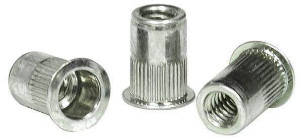 RivetKing - #10-24, 0.13 to 0.225" Grip, 19/64" Drill, Aluminum Standard Rivet Nut - Uncoated, Countersunk Head - Makers Industrial Supply