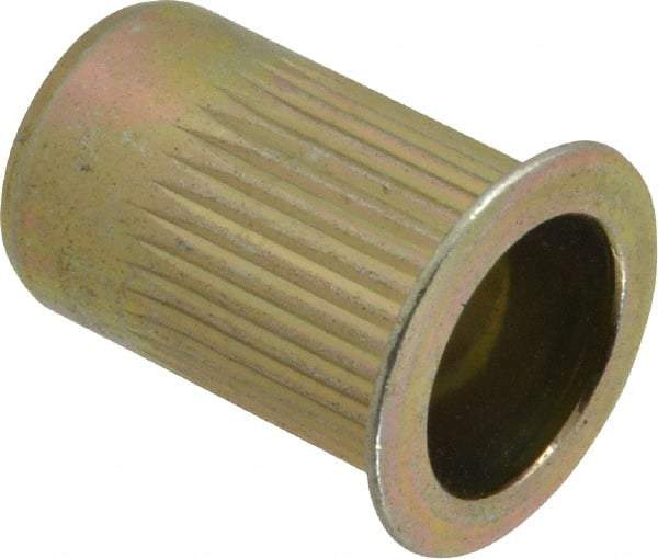 RivetKing - 0.13 to 0.225" Grip, Steel Standard Rivet Nut - Zinc Yellow Dichromate Finish, Countersunk Head - Makers Industrial Supply