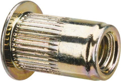 RivetKing - #10-32, 0.02 to 0.13" Grip, Steel Standard Rivet Nut - Zinc Yellow Dichromate Finish, Countersunk Head - Makers Industrial Supply