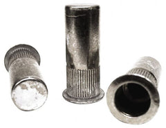 RivetKing - #6-32, 0.02 to 0.08" Grip, 17/64" Drill, Steel Closed End Knurled Rivet Nut - Zinc Yellow Dichromate Finish, Countersunk Head - Makers Industrial Supply