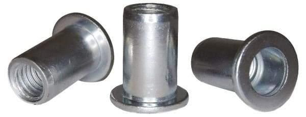 RivetKing - #10-32, 0.13 to 0.18" Grip, 1/4" Drill, Steel Standard Rivet Nut - Zinc Plated, Round Head - Makers Industrial Supply