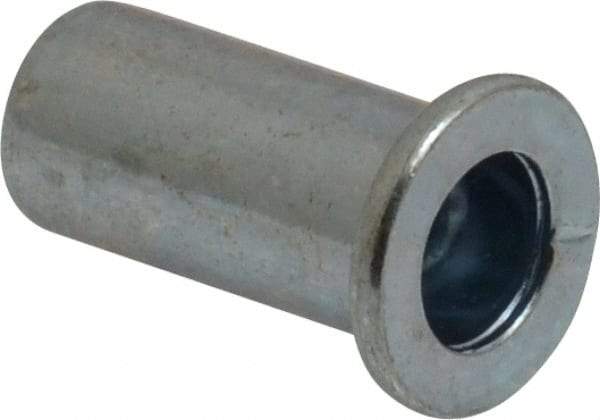 RivetKing - 1/4-20, 0.08 to 0.14" Grip, Steel Standard Rivet Nut - Zinc Plated, Drill Size Letter Q, Round Head - Makers Industrial Supply