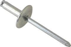 RivetKing - Size 8-14 Dome Head Steel Flush on Both Sides Blind Rivet - Steel Mandrel, 3/4" to 7/8" Grip, 5/8" Head Diam, 0.255" Min Hole Diam, 0.695" Length Under Head, 1/4" Body Diam - Makers Industrial Supply