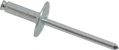 RivetKing - Size 8-18 Dome Head Steel Flush on Both Sides Blind Rivet - Steel Mandrel, 7/8" to 1-1/8" Grip, 5/8" Head Diam, 0.255" Min Hole Diam, 0.82" Length Under Head, 1/4" Body Diam - Makers Industrial Supply