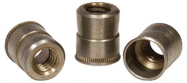 RivetKing - #6-32 UNC, Zinc-Plated, Steel Knurled Rivet Nut Inserts - 0.234" to 0.239" Grip, 7/32" Drill Size - Makers Industrial Supply