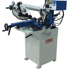 Baileigh - 8.26 x 6.69" Max Capacity, Manual Geared Head Horizontal Bandsaw - 66 to 280 SFPM Blade Speed, 110 Volts, 0 to 60°, 1 hp, 1 Phase - Makers Industrial Supply