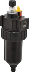 Parker - 3/8" NPT, 250 Max psi Intermediate Micro Mist Lubricator - Metal Bowl with Sight Glass, Zinc Body, 60 CFM, 175°F Max Temp, 2.81" Wide x 7.82" High - Makers Industrial Supply