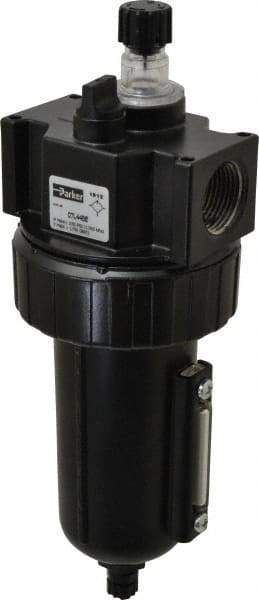 Parker - 3/4" NPT, 250 Max psi Standard Mist Lubricator - Metal Bowl with Sight Glass, Zinc Body, 90 CFM, 175°F Max Temp, 3.24" Wide x 9.27" High - Makers Industrial Supply